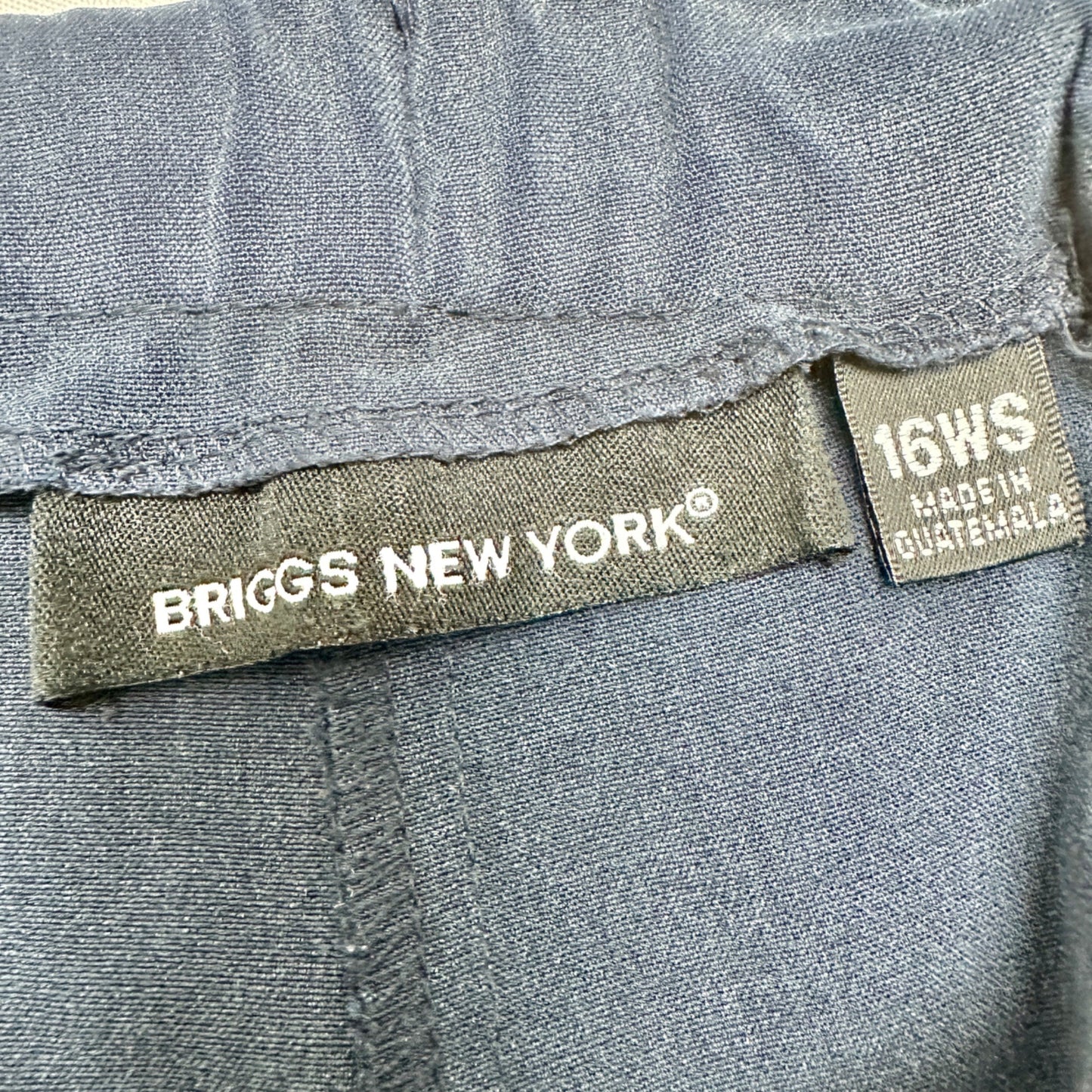 Briggs New York Pants Womens 16W Blue Elastic Waist Wide-Leg Relaxed Fit