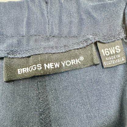 Briggs New York Pants Womens 16W Blue Elastic Waist Wide-Leg Relaxed Fit