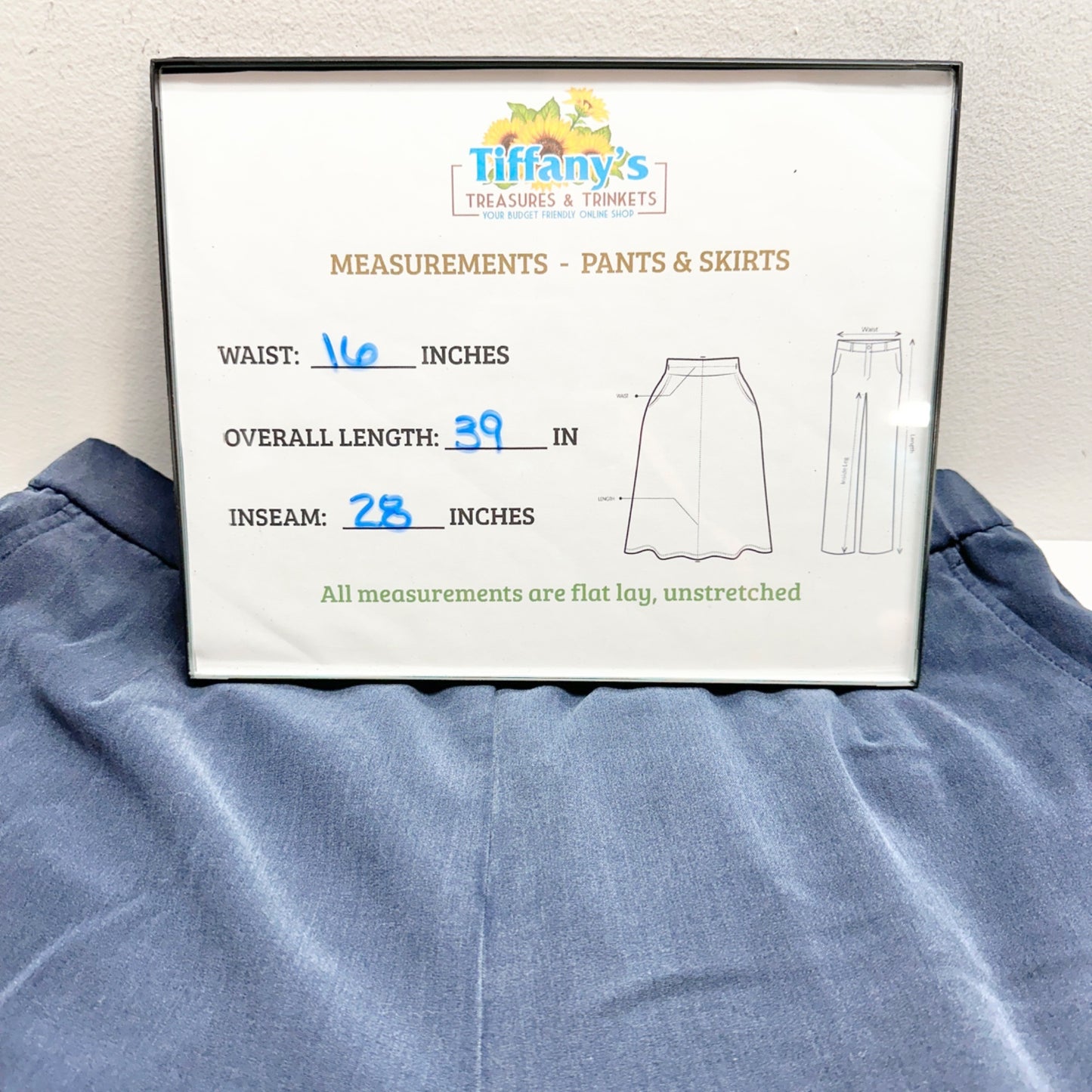 Briggs New York Pants Womens 16W Blue Elastic Waist Wide-Leg Relaxed Fit