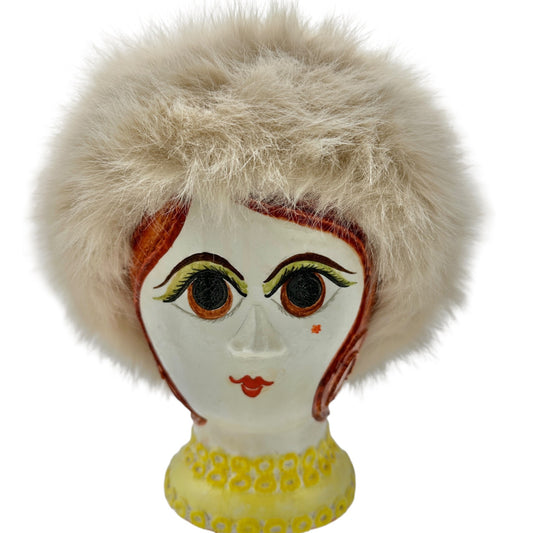 Beige Faux Fur Hat Luxuriously Soft Warm Winter Accessory Faux Leather Lining