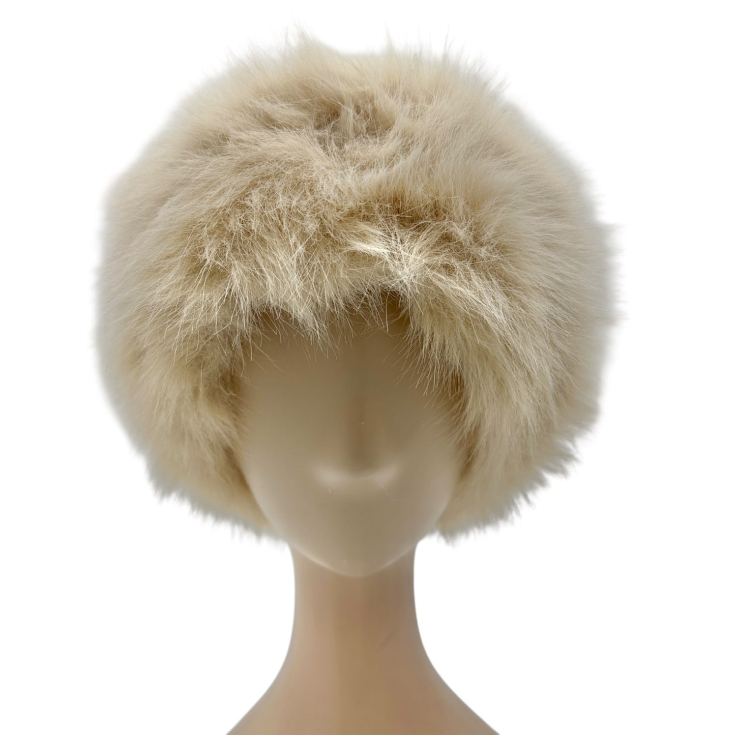 Beige Faux Fur Hat Luxuriously Soft Warm Winter Accessory Faux Leather Lining