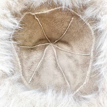 Beige Faux Fur Hat Luxuriously Soft Warm Winter Accessory Faux Leather Lining