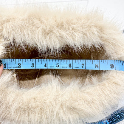 Beige Faux Fur Hat Luxuriously Soft Warm Winter Accessory Faux Leather Lining