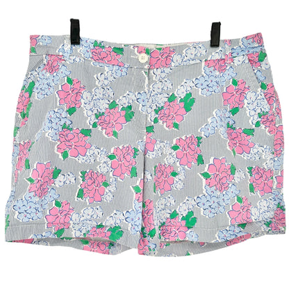Curvy Caroline Womens Shorts 18W Pink Floral Blue Striped Print by Crown & Ivy