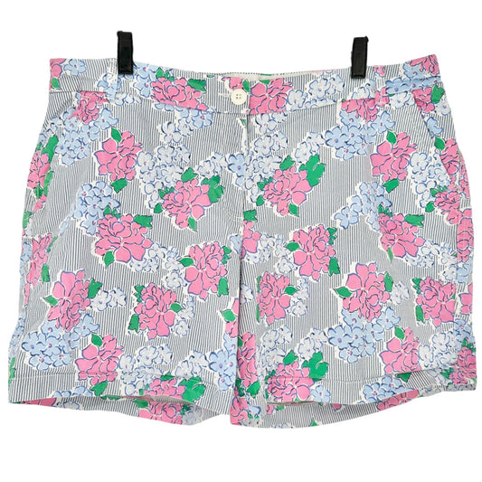 Curvy Caroline Womens Shorts 18W Pink Floral Blue Striped Print by Crown & Ivy