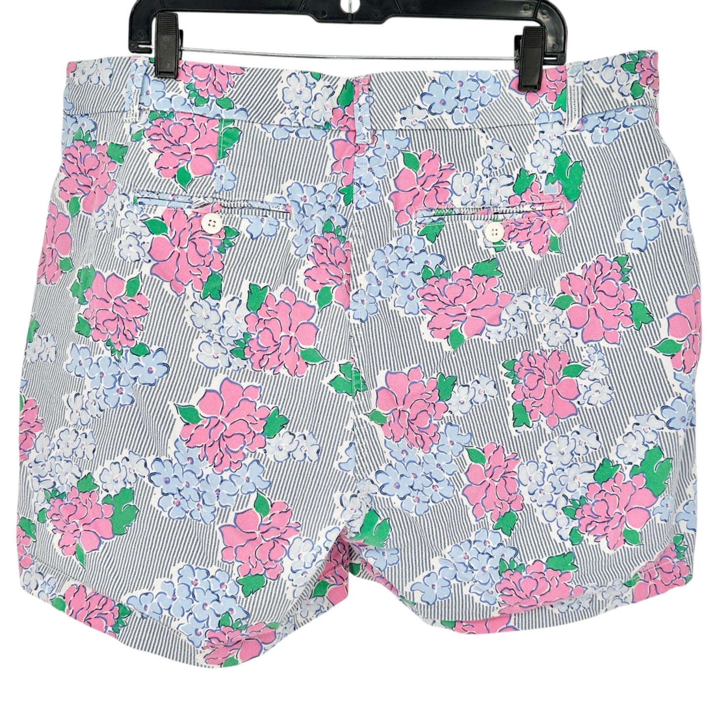 Curvy Caroline Womens Shorts 18W Pink Floral Blue Striped Print by Crown & Ivy