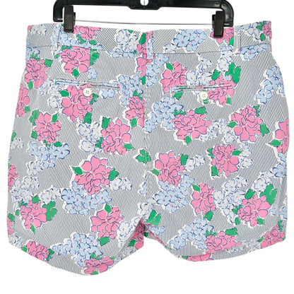 Curvy Caroline Womens Shorts 18W Pink Floral Blue Striped Print by Crown & Ivy