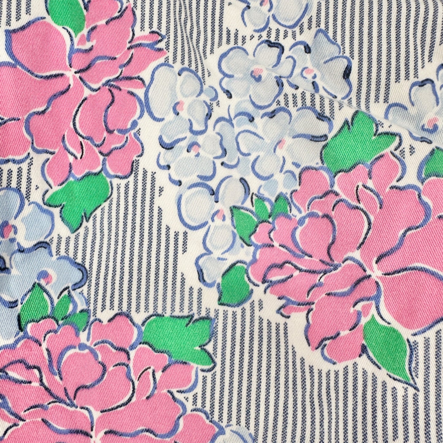 Curvy Caroline Womens Shorts 18W Pink Floral Blue Striped Print by Crown & Ivy