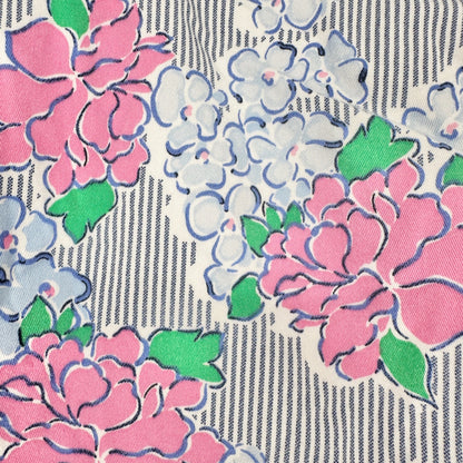 Curvy Caroline Womens Shorts 18W Pink Floral Blue Striped Print by Crown & Ivy