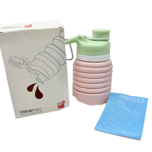 Nefeeko Collapsible Water Bottle 26oz Pink Green Silicone Travel Leakproof NIB