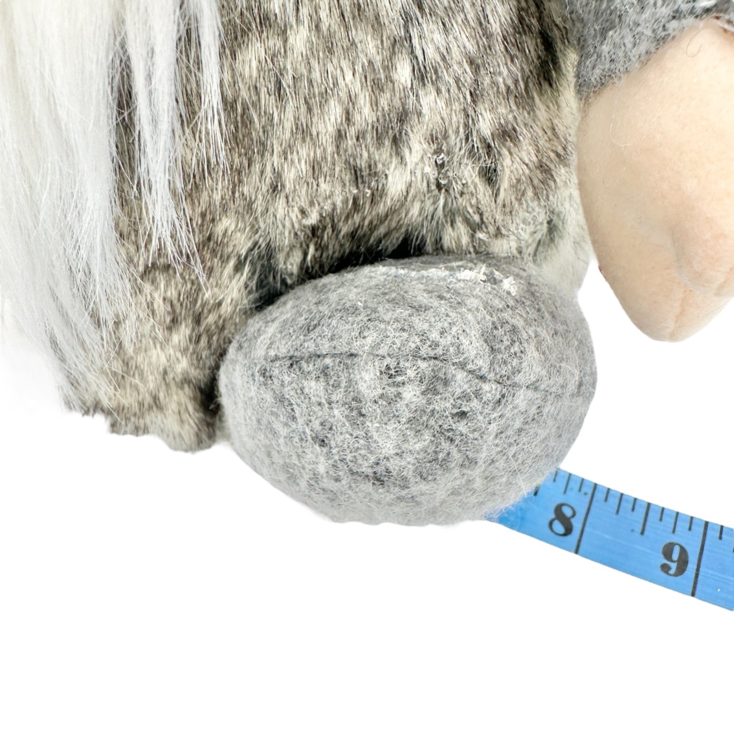 Gnome Plush Doll With Knitted Hat and Faux Fur Body Gray