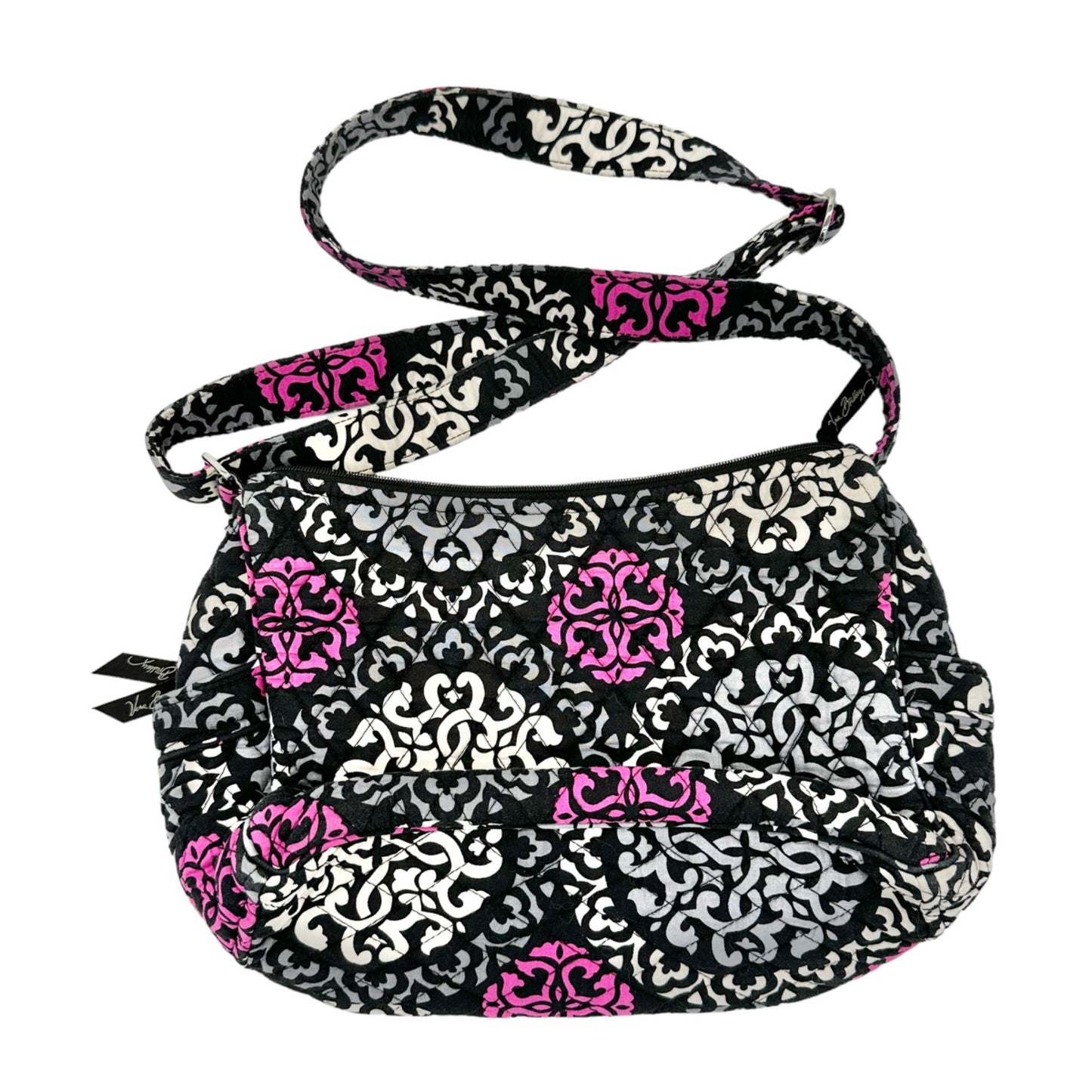 Vera Bradley Canterbury Magenta Crossbody Bag 11 x 8.5 x 4 Black White Magenta