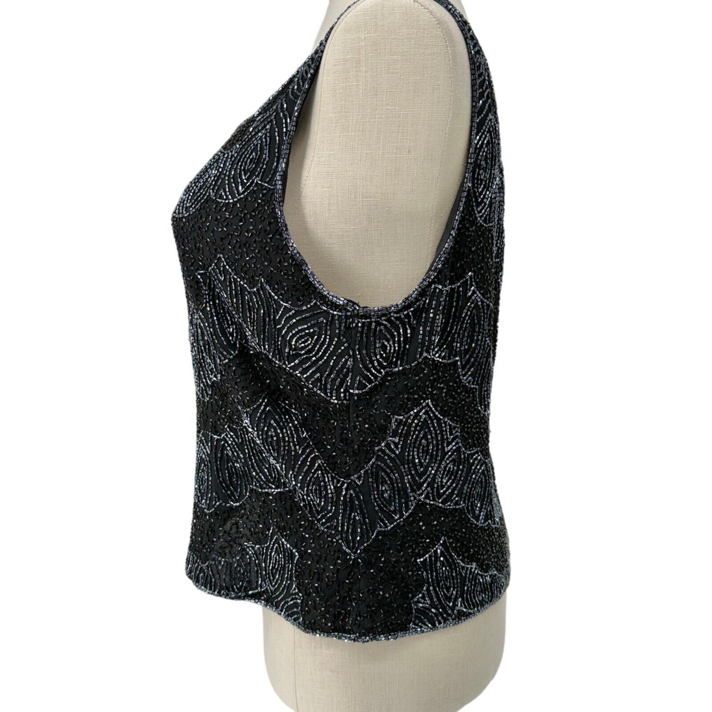 Dressbarn Collection Halter Top Womens XL Black Sequin Lined