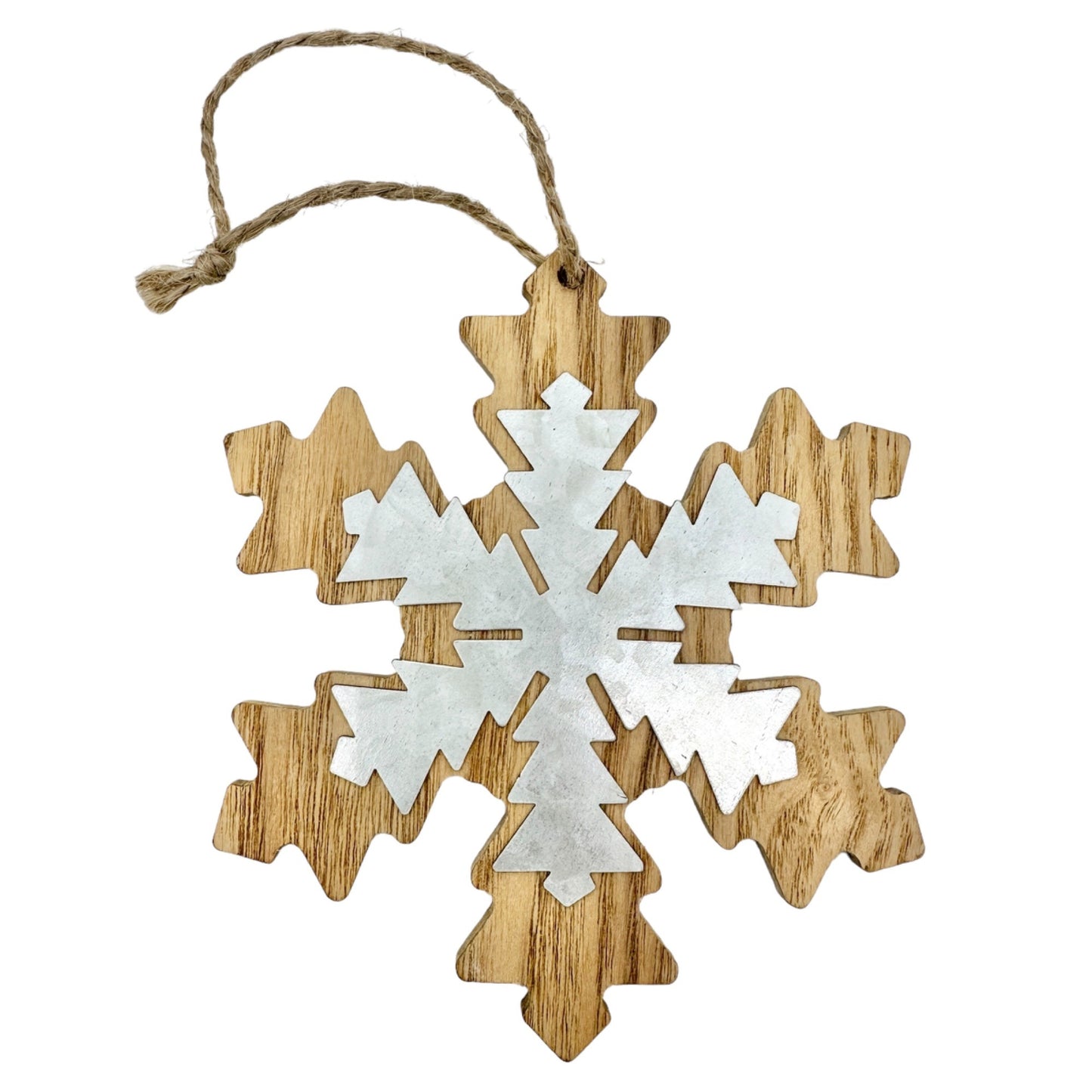 Snowflake Ornaments 13 pc Set Wood Metal Storage Tin Box Ice Cube Mold