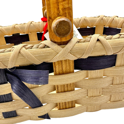 Handmade Basket Cookies for Two with Blue Accent Moveable Wooden Handle Small