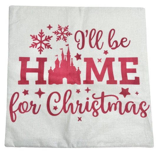 Christmas Pillow Covers 2 I'll Be Home & All Is Calm Printed 18x18 Cotton Linen