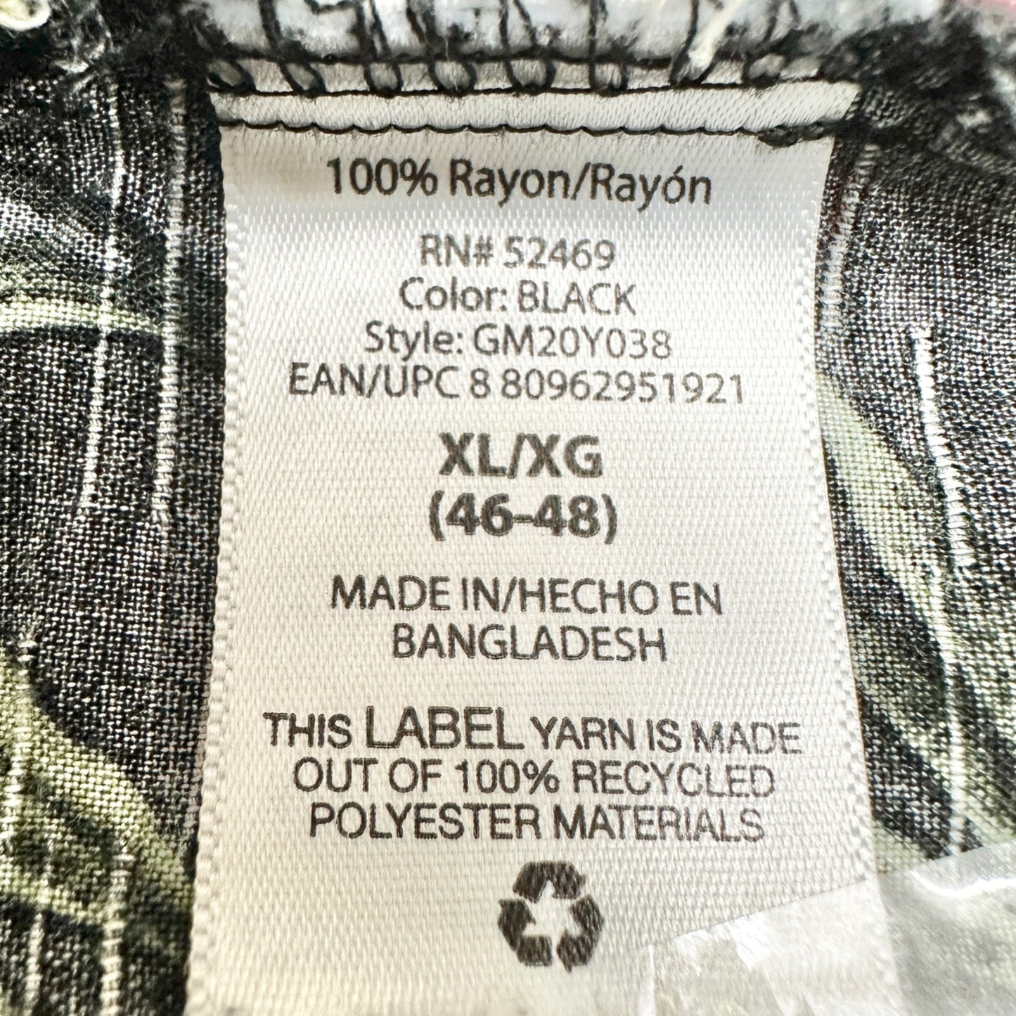 George Hawaiian Shirt Mens XL Black With Pink Floral Print Rayon SS Button-Up