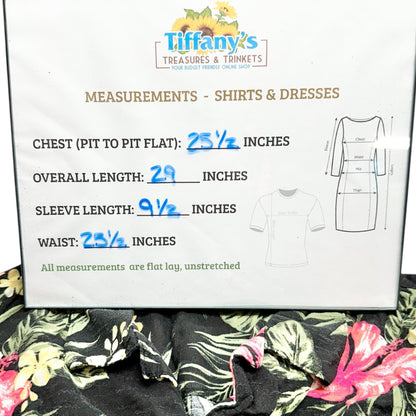 George Hawaiian Shirt Mens XL Black With Pink Floral Print Rayon SS Button-Up