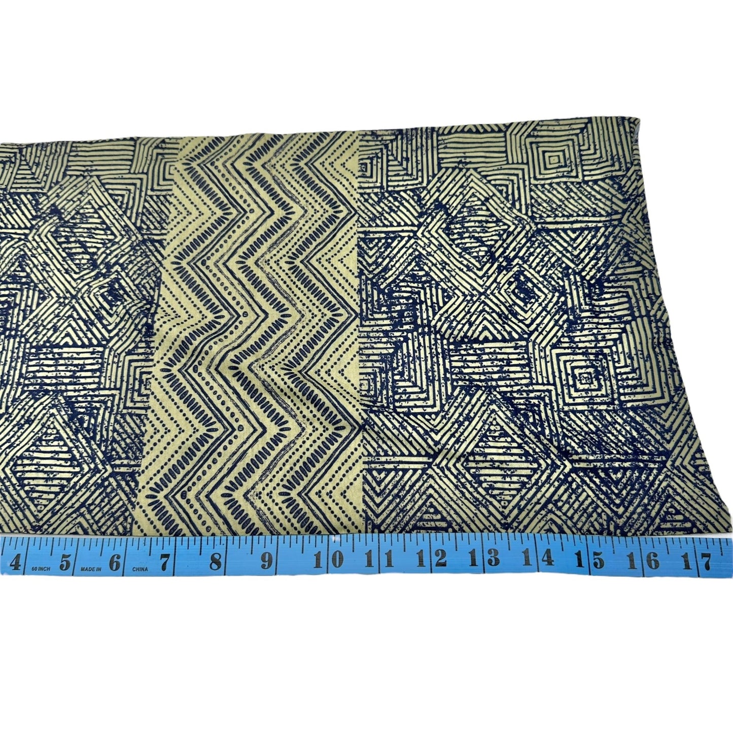 Geometric Patterned Neck Gaiter 17" Long Blue & Olive Green Unisex