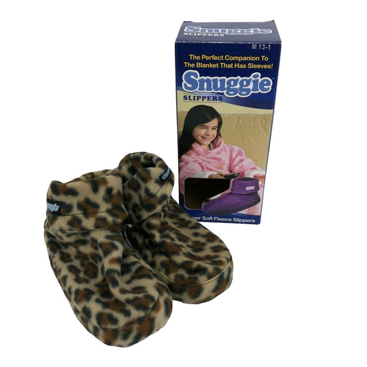 Snuggie Slippers Childrens Kids Leopard Plush M (13-1) NIB Soft Cozy Comfortable