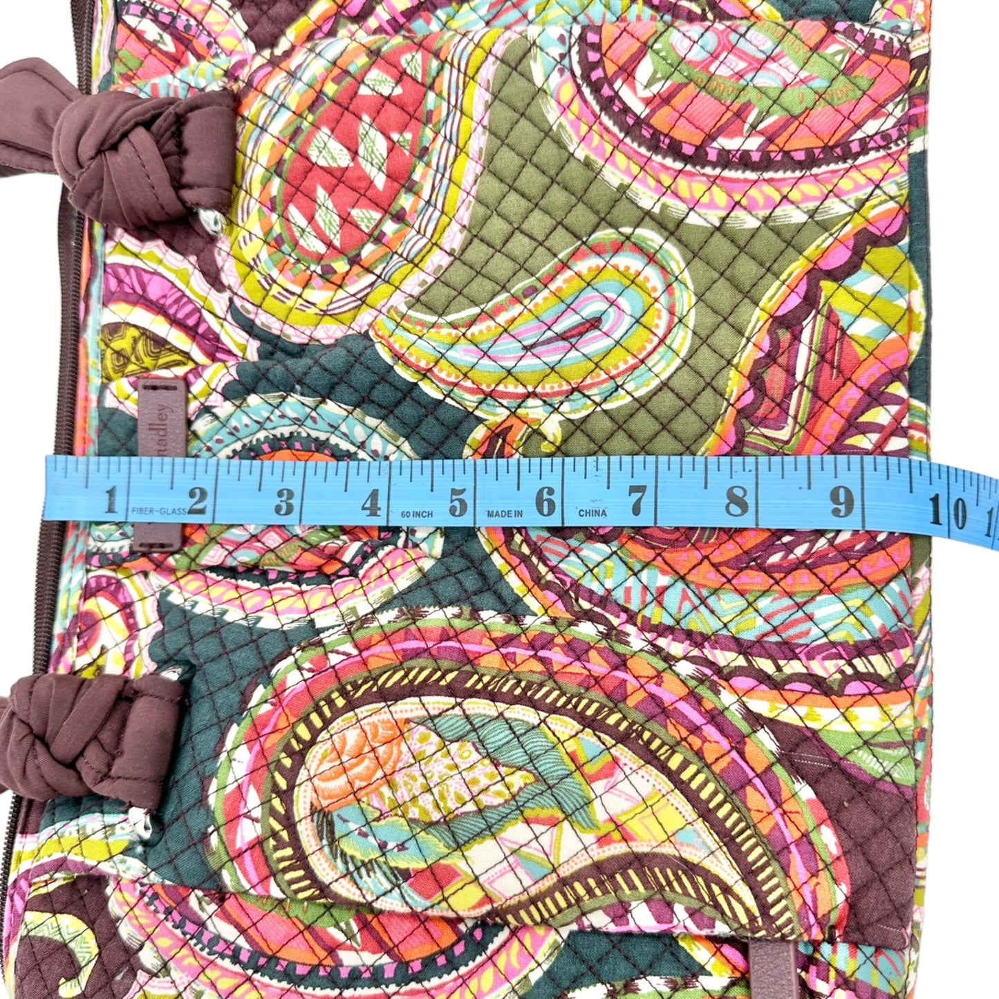 Vera Bradley Hadley Satchel Handbag 11.5 x 9.5 x 4.5 Brown Green Pockets NWOT