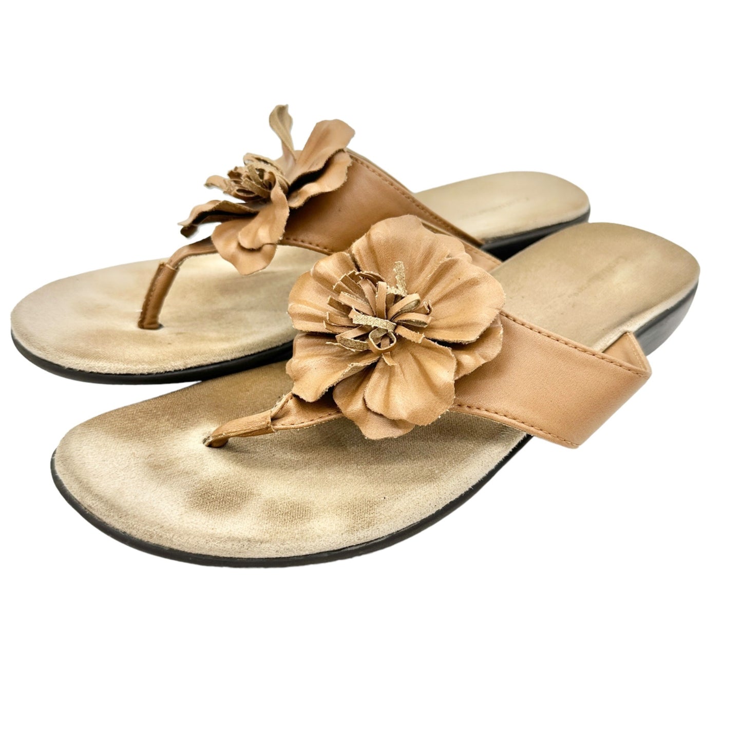 Croft & Barrow Womens Sandals 9.5 Medium Tan Flower Summer