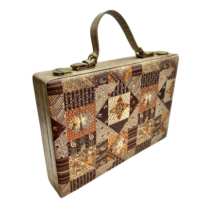 Vintage Patchwork Tapestry Briefcase With Handle Key Lock Keys Included 17x12x3