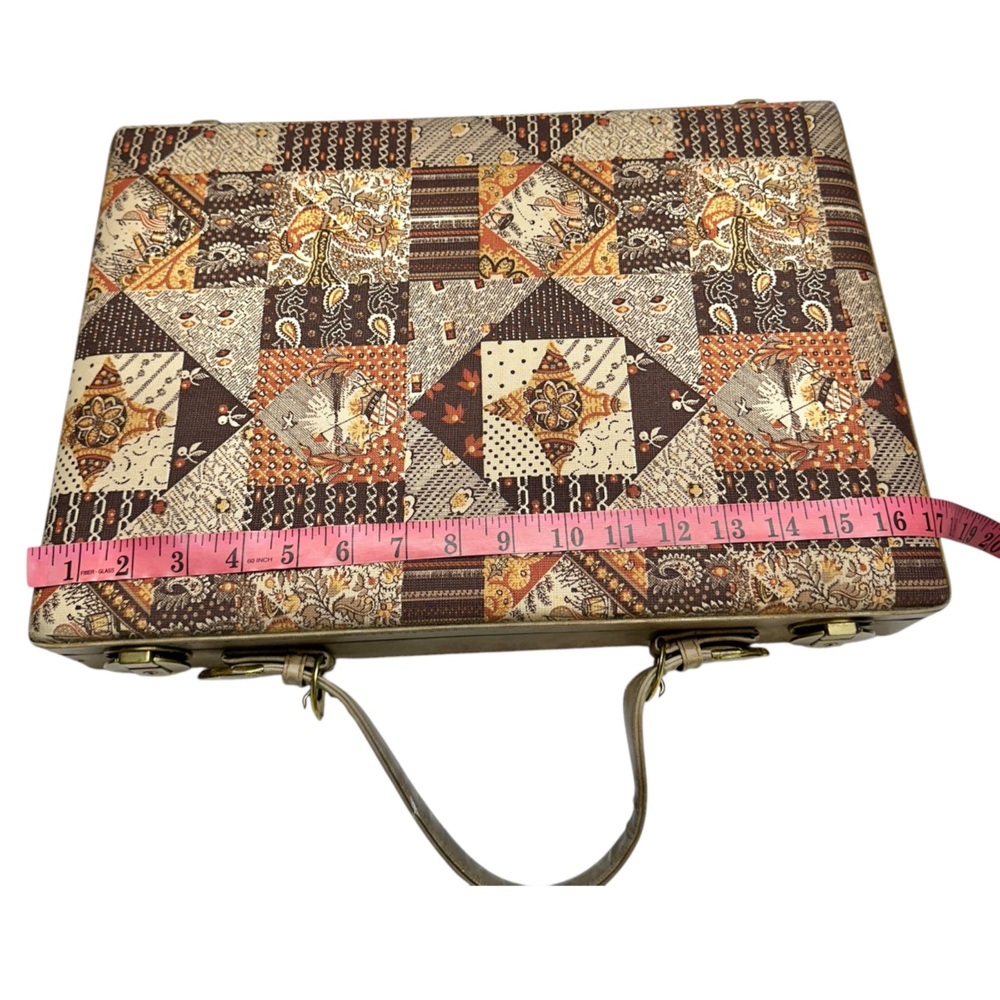 Vintage Patchwork Tapestry Briefcase With Handle Key Lock Keys Included 17x12x3
