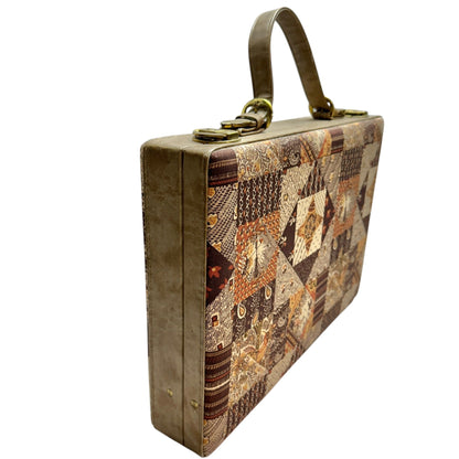 Vintage Patchwork Tapestry Briefcase With Handle Key Lock Keys Included 17x12x3