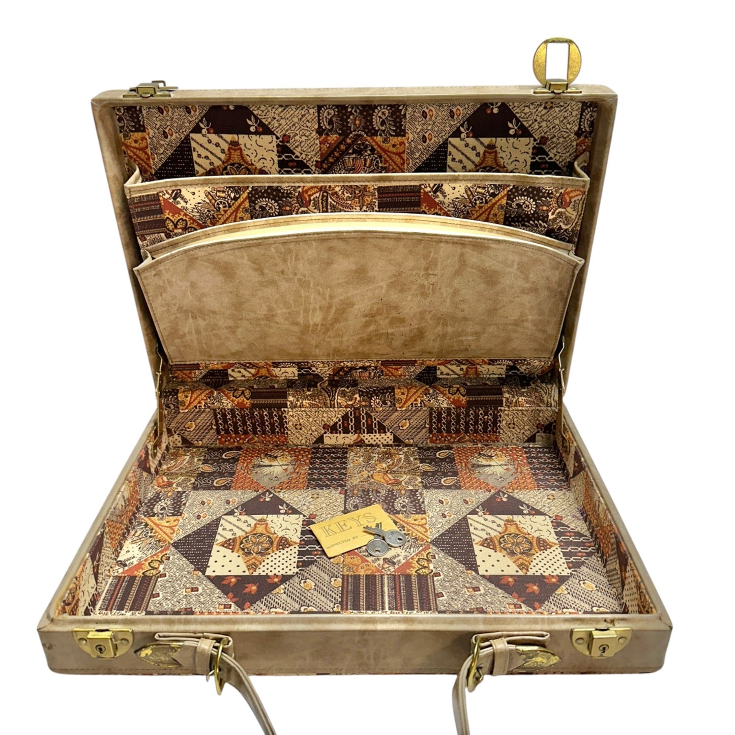 Vintage Patchwork Tapestry Briefcase With Handle Key Lock Keys Included 17x12x3