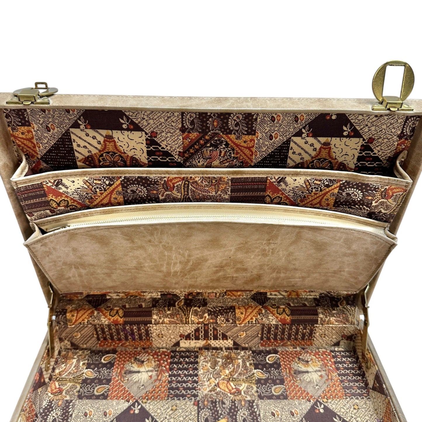 Vintage Patchwork Tapestry Briefcase With Handle Key Lock Keys Included 17x12x3