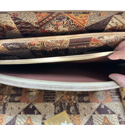Vintage Patchwork Tapestry Briefcase With Handle Key Lock Keys Included 17x12x3
