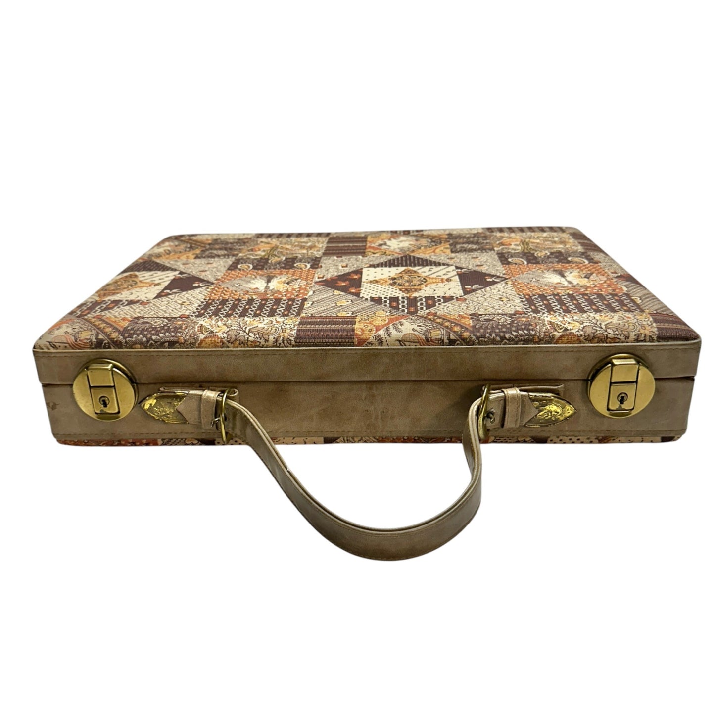 Vintage Patchwork Tapestry Briefcase With Handle Key Lock Keys Included 17x12x3