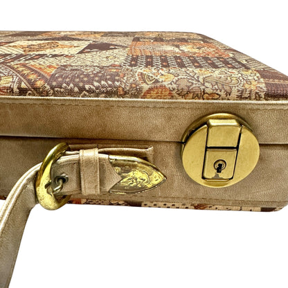 Vintage Patchwork Tapestry Briefcase With Handle Key Lock Keys Included 17x12x3