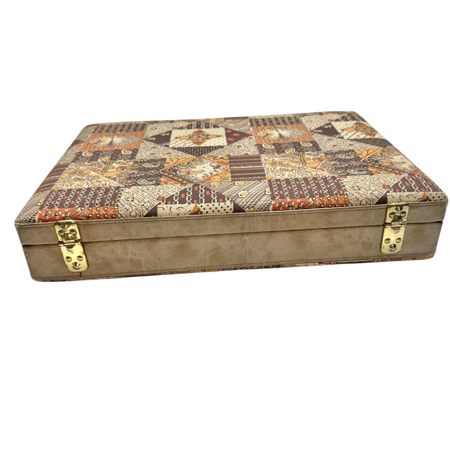 Vintage Patchwork Tapestry Briefcase With Handle Key Lock Keys Included 17x12x3