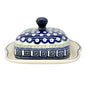 Handmade Boleslawiec Polish Pottery Butter Dish w Lid Blue+White Pattern 8.5 x 6