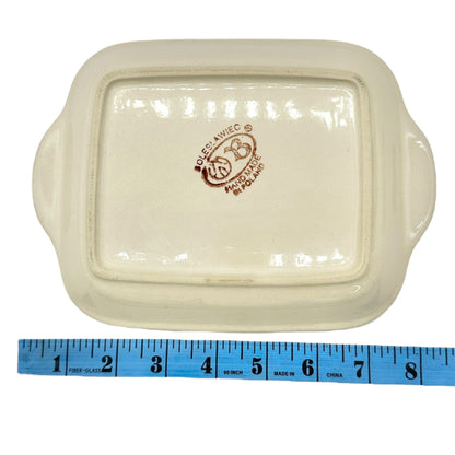 Handmade Boleslawiec Polish Pottery Butter Dish w Lid Blue+White Pattern 8.5 x 6