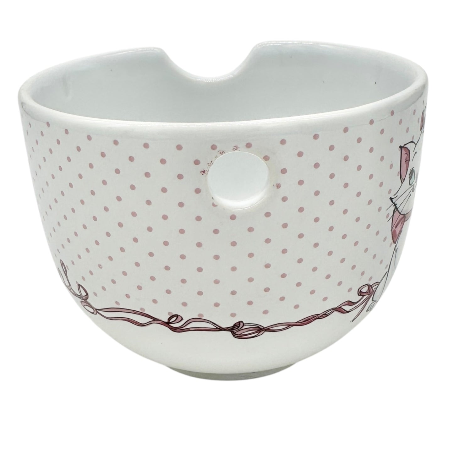 Disney Marie Aristocats Ceramic Ramen Bowl and Chopsticks Set White Pink Dots