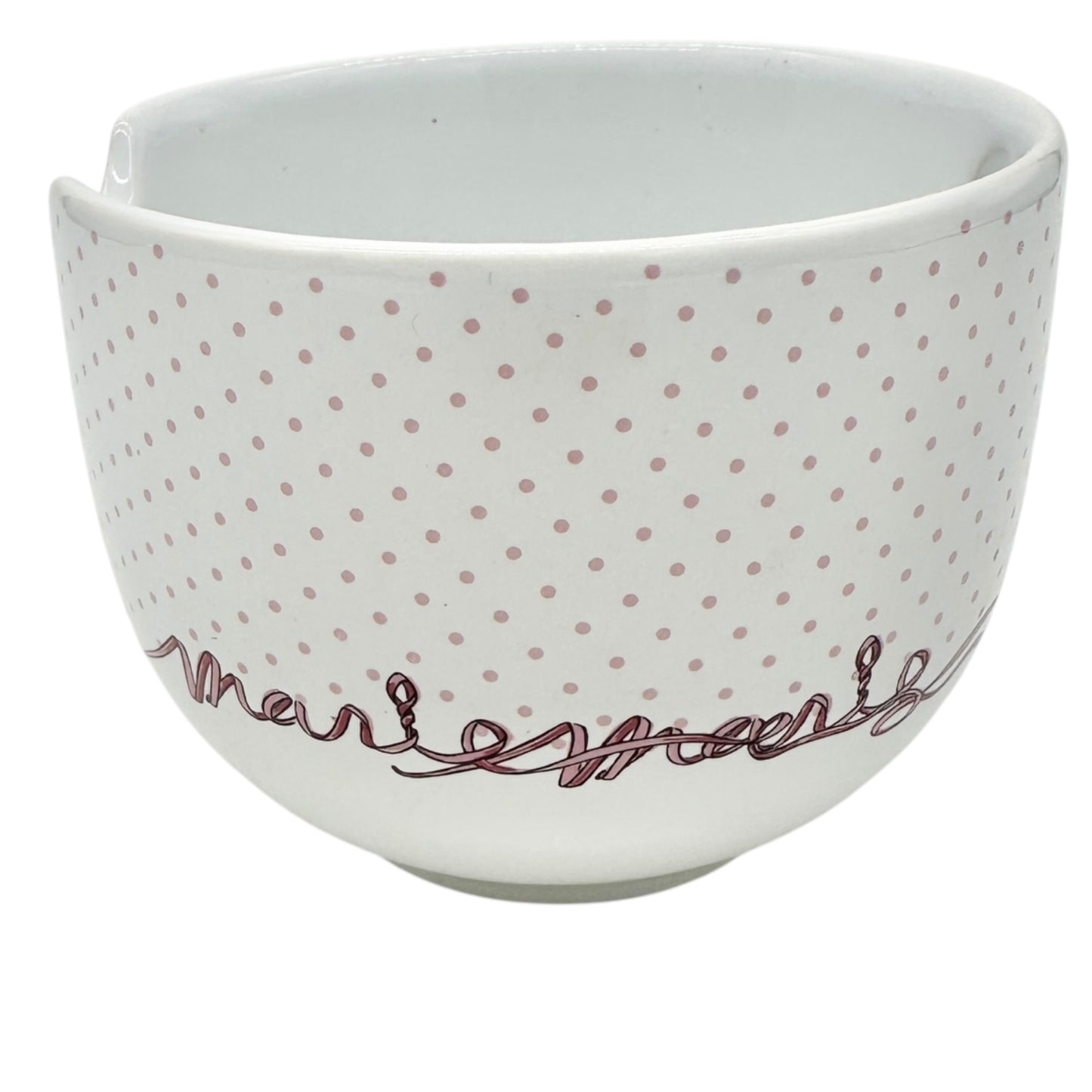 Disney Marie Aristocats Ceramic Ramen Bowl and Chopsticks Set White Pink Dots