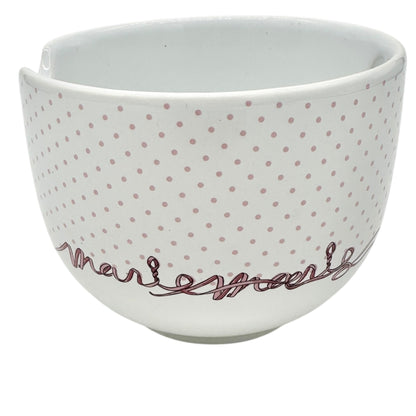 Disney Marie Aristocats Ceramic Ramen Bowl and Chopsticks Set White Pink Dots