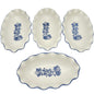 Pfaltzgraff Oval Scalloped Ceramic Bowls Set Of 4 Stone Blue Floral and Trim 9x5