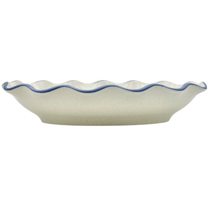 Pfaltzgraff Oval Scalloped Ceramic Bowls Set Of 4 Stone Blue Floral and Trim 9x5