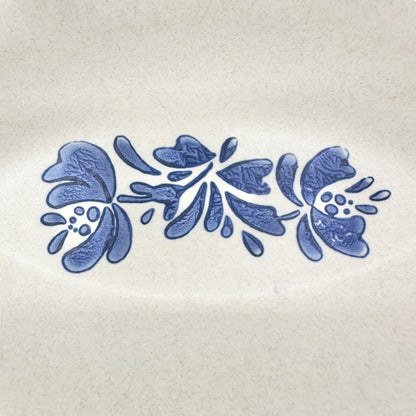 Pfaltzgraff Oval Scalloped Ceramic Bowls Set Of 4 Stone Blue Floral and Trim 9x5