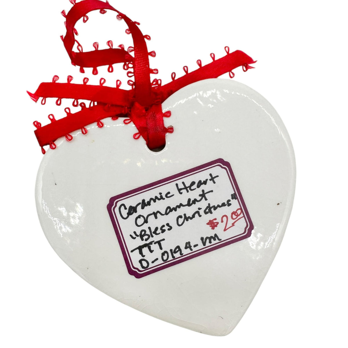 Wishing You a Blessed Christmas Ceramic Heart Shaped Ornament 3"