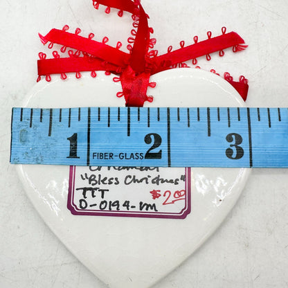Wishing You a Blessed Christmas Ceramic Heart Shaped Ornament 3"