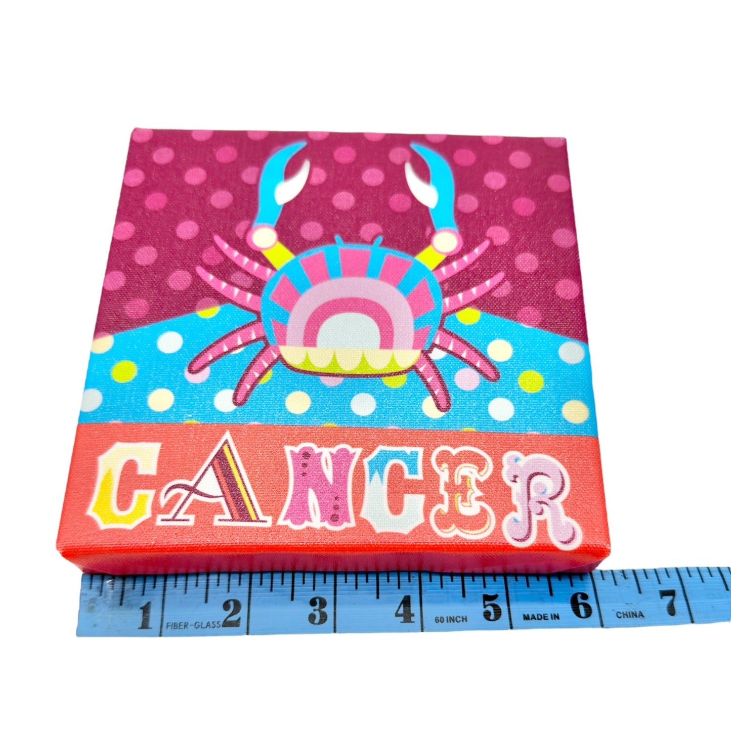 Cancer Zodiac Sign Canvas Art 6 x 6 Inches Wall Hanging Vibrant Multicolor