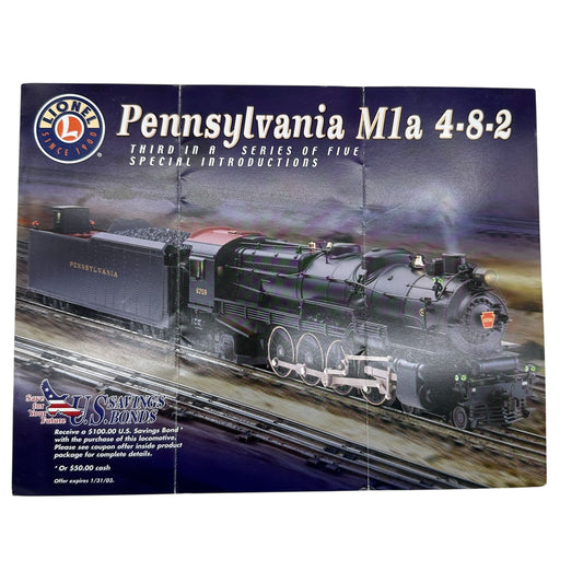 Lionel Pennsylvania M1a 4-8-2 Locomotive Brochure 2002 Ed 3/5 Model Train Guide