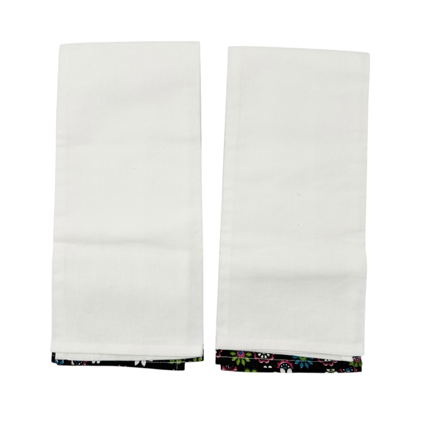 Day Of The Dead Embroidered Kitchen Towels Floral Trim Set Of 2 Sugar Skulls