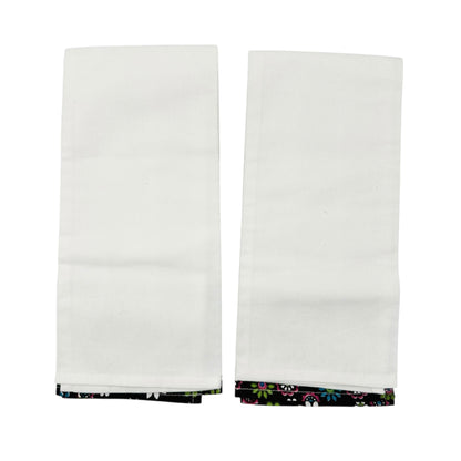 Day Of The Dead Embroidered Kitchen Towels Floral Trim Set Of 2 Sugar Skulls