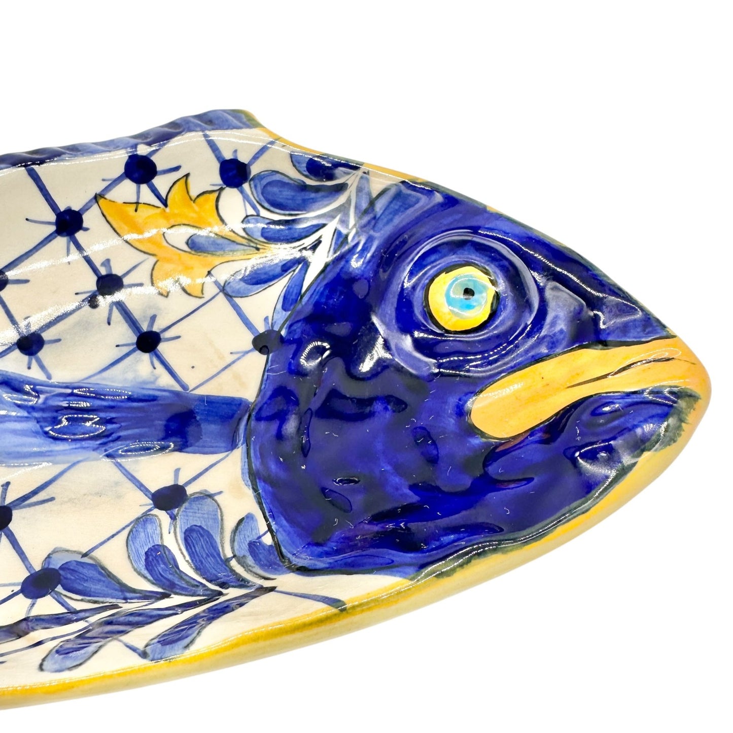 Terra Nova Vintage Fish-Shaped Plate Hand-Painted Ceramic 10x5 inches